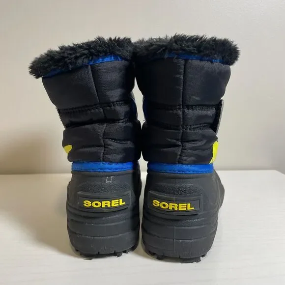 SOREL Children's Snow Commander Boots Black/Blue Size 10 Winter Warm Logo - Picture 4 of 9